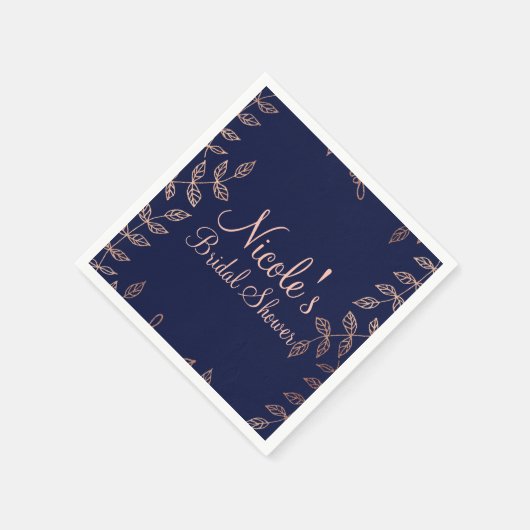 Blauw en Roos Glam Botanische Elegant Weddenschap Servet (Hoek)