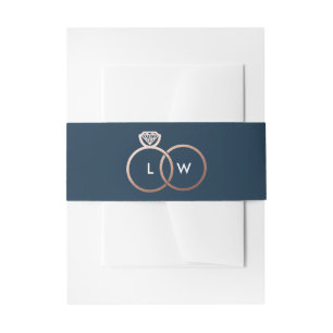 Blauw en Roos gouden trouwring Monogram Uitnodigingen Wikkel