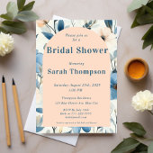 Blauw en Roos Waterverf Floral Vrijgezellenfeest Kaart