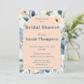 Blauw en Roos Waterverf Floral Vrijgezellenfeest Kaart (Staand voorkant)