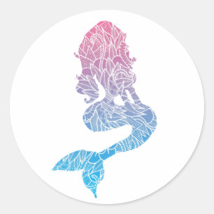 Blauw en roze Abstract Zeemeermin Tattoo Ronde Sticker