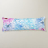  Blauw en Roze Abstracte Floral Lichaamskussen (Achterkant)