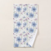 Blauw en roze anemoon handdoek (Handdoek)