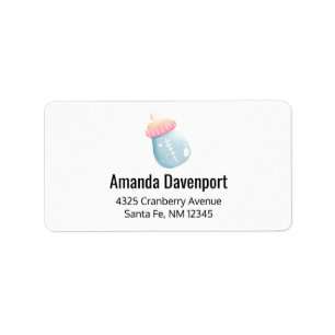Blauw en roze Baby flesje Etiket