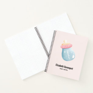 Blauw en roze Baby flesje Notitieboek