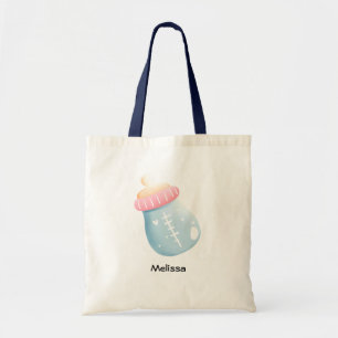 Blauw en roze Baby flesje Tote Bag