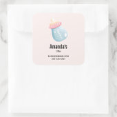 Blauw en roze Baby flesje Vierkante Sticker (Tas)