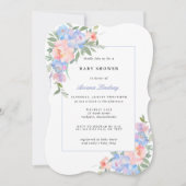 Blauw en roze Baby shower Kaart (Voorkant)