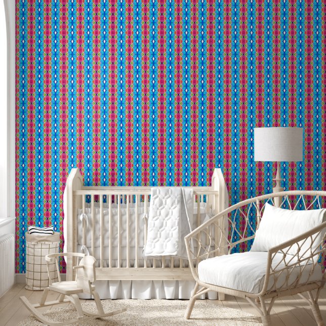 Blauw en roze behang (Kinderen)