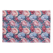 Blauw en roze bloemen kussensloop (Achterkant-Links)