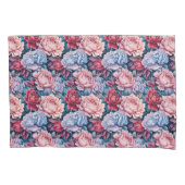 Blauw en roze bloemen kussensloop (Voorkant-Links)