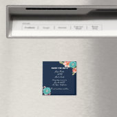 Blauw en roze bloemmotief botanische Save The Date Magneet (Insitu (Vaatwasser))