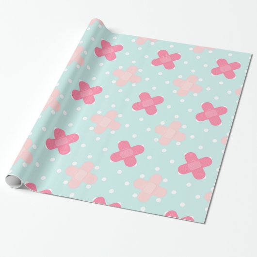 Blauw en roze cadeaupapier (Uitgerold)
