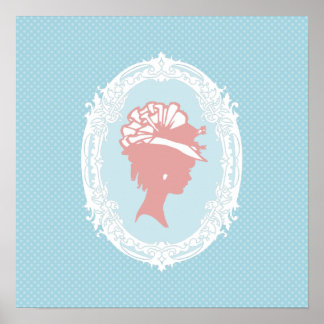 Blauw en roze cameo poster
