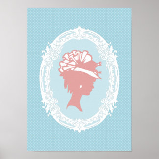 Blauw en roze cameo poster