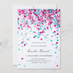 Blauw en Roze Confetti Baby Gender Reveal Party Kaart
