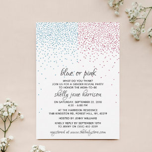Blauw en roze Confetti Kaart