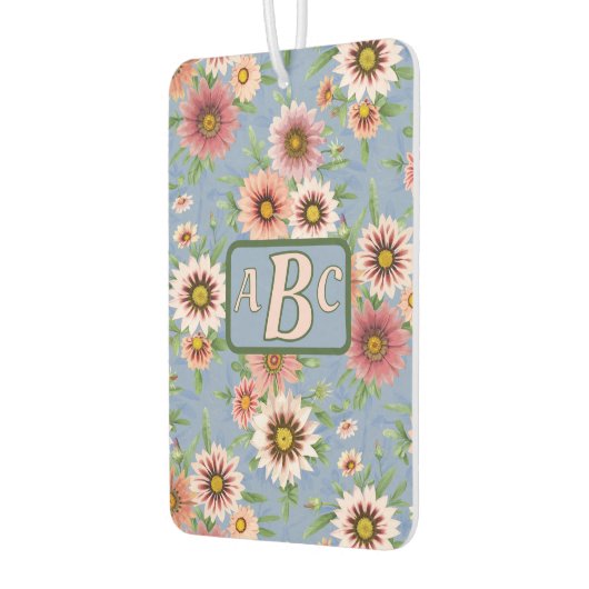 Blauw en Roze Daisy Bloemontwerp gepersonaliseerd Luchtverfrisser (Links)