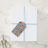 Blauw en roze Daisy Floral Cadeaulabel (Met Touw)