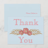 Blauw en roze dank u briefkaart (Voorkant / Achterkant)