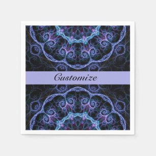 Blauw en roze Floral Fractal Pattern Napkins 2 Servetten