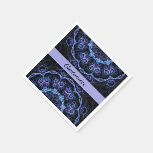 Blauw en roze Floral Fractal Pattern Napkins 2 Servetten (Hoek)