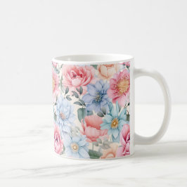 Blauw en roze Floral Koffiemok