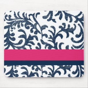Blauw en roze Floral Pattern Muismat