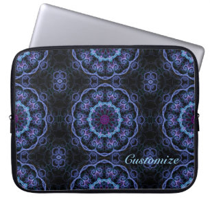 Blauw en roze, fractal laptophoes laptop sleeve