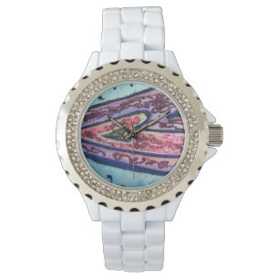 Blauw en roze geloof maakt aangepaste ontwerphorlo horloge