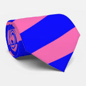 Blauw en roze gestreept Stropdas (dikke strepen) (Opgerold)