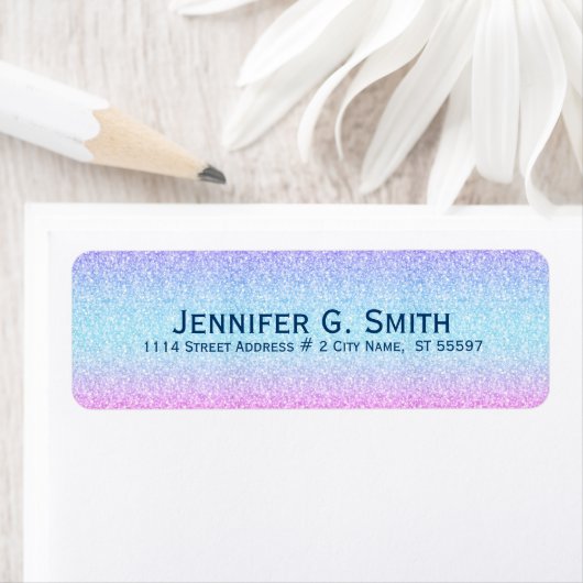 Blauw en roze glitter en sparkles etiket (Insitu)
