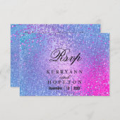 Blauw en roze glitter - RSVP (Voorkant / Achterkant)