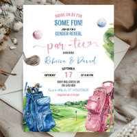 Blauw en Roze Golf Thema Geslacht Reveal Par T-shi