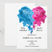 Blauw en roze golfgender onthullen uitnodiging (Voorkant / Achterkant)