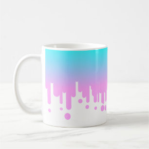Blauw en Roze Gradient Dripping Koffiemok