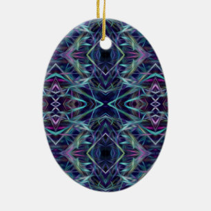 Blauw en roze grafisch Abstract Keramisch Ornament