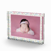Blauw en roze Grandmillennial Flower Baby Fotoblokken (Rechts)