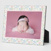 Blauw en roze Grandmillennial Flower Baby Fotoplaat (Zijkant)