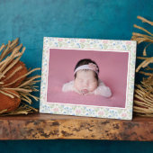 Blauw en roze Grandmillennial Flower Baby Fotoplaat (Zijkant)