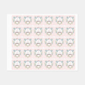 Blauw en roze Grandmillennial Ribbon Crest Labels (Vel)