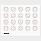 Blauw en roze Grandmillennial Ribbon Crest Ronde Sticker (Vel)