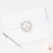 Blauw en roze Grandmillennial Ribbon Crest Ronde Sticker (Envelop)