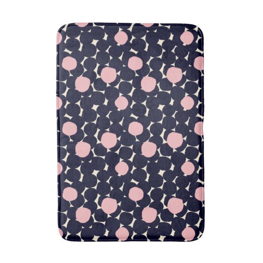 Blauw en roze groot stippatroon badmat (Voorkant Verticaal)