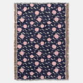 Blauw en roze groot stippatroon deken (Voorkant Verticaal)