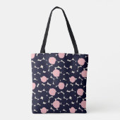 Blauw en roze groot stippatroon draagtas (Achterkant)