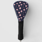 Blauw en roze groot stippatroon golfheadcover (Voorkant)
