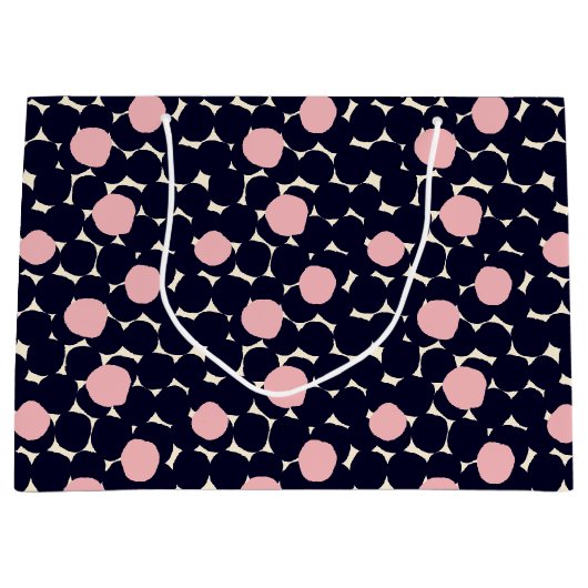 Blauw en roze groot stippatroon groot cadeauzakje (Voorkant)