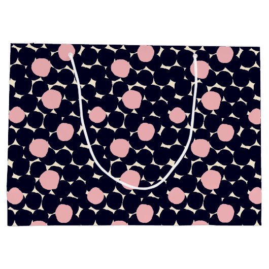 Blauw en roze groot stippatroon groot cadeauzakje (Achterkant)