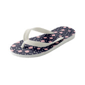 Blauw en roze groot stippatroon kinder teenslippers (Schuin)